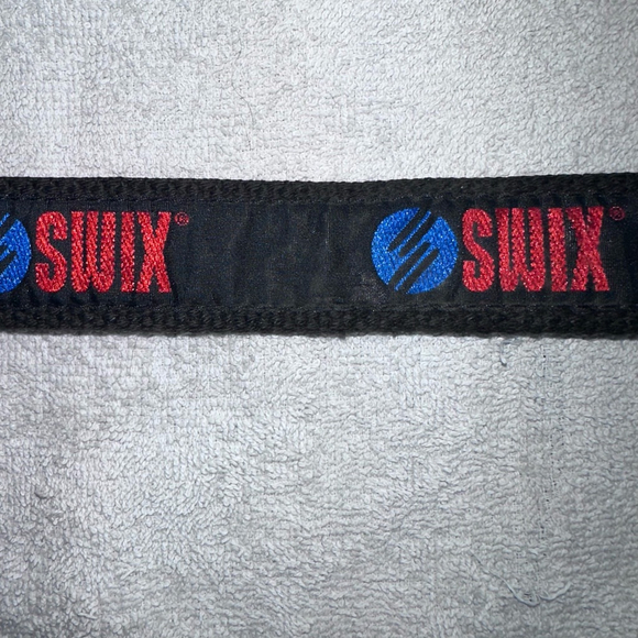 NWOT Unisex XL Swix Logo Design Fabric Weaved Leather Ends Brass Buckle Belt - Picture 4 of 7